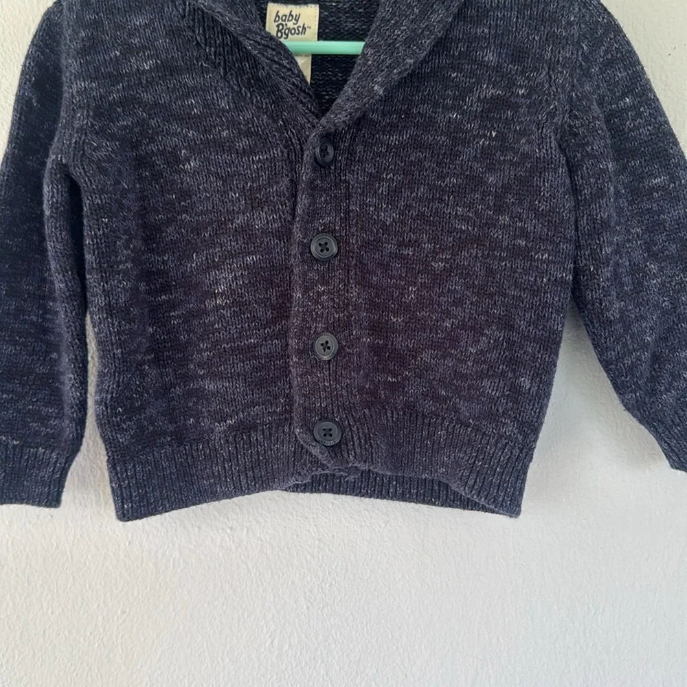 Baby B’Gosh boy’s blue shawl collar button up cotton cardigan sweater size 12M